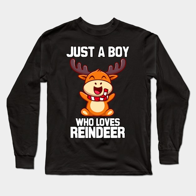 Just A Boy Who Loves Reindeer Kawaii Halloween Long Sleeve T-Shirt by BarrelLive